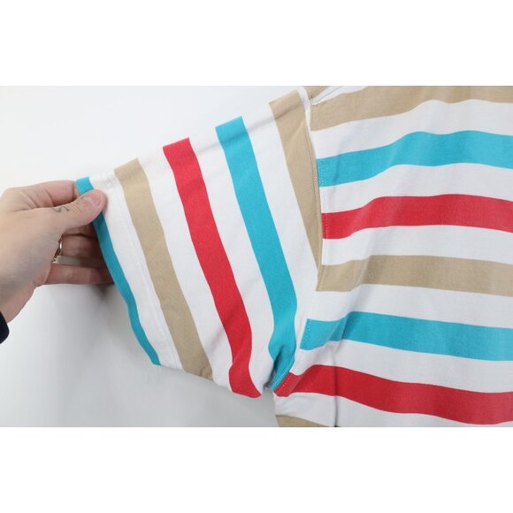 Vtg 90s Streetwear Womens Medium Striped Color Block Pocket T-Shirt Cotton USA - Picture 8 of 12